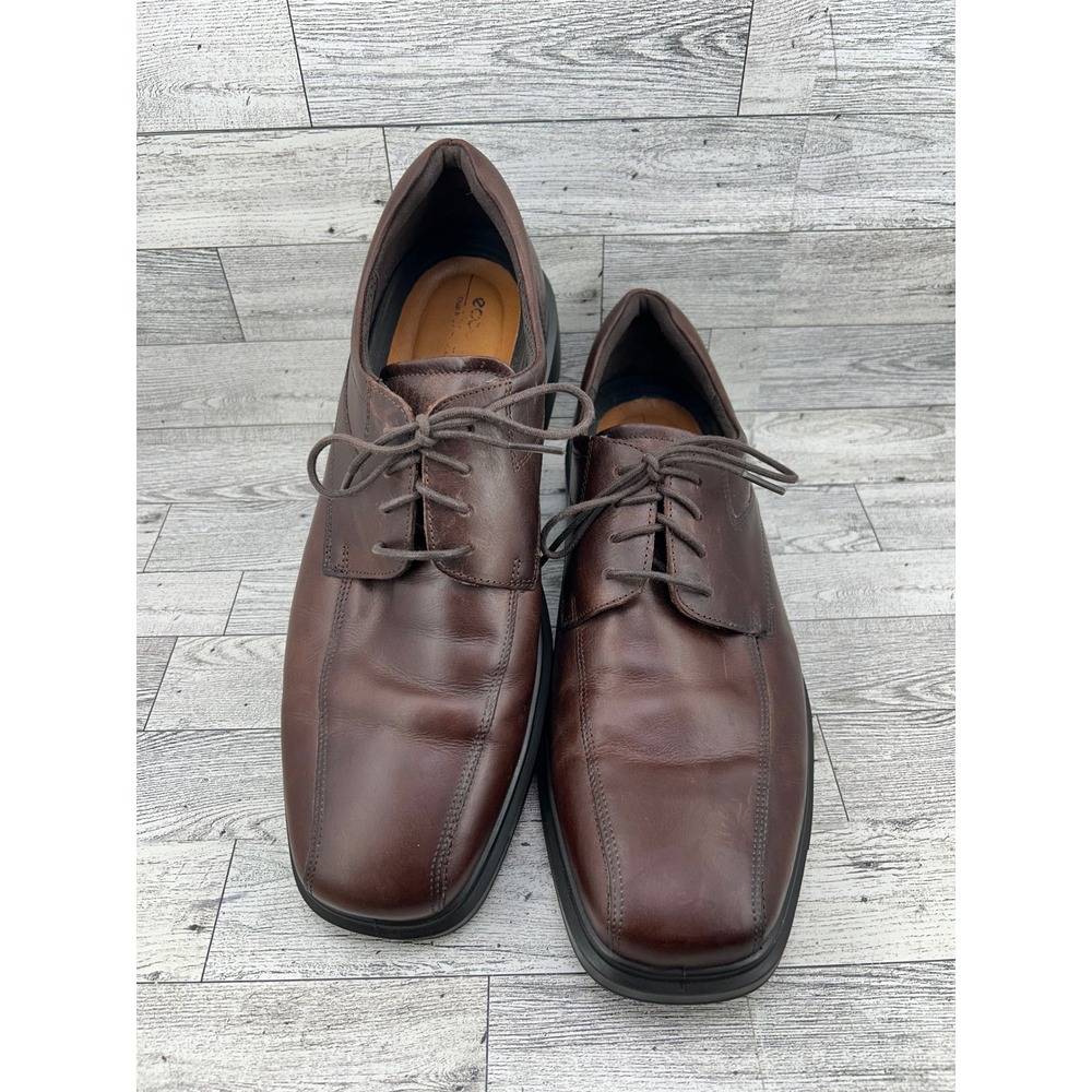 ECCO Helsinki 2 Mens Apron Toe Tie Brown Leather Dress‎ Shoes Size EU 46 US 12.5